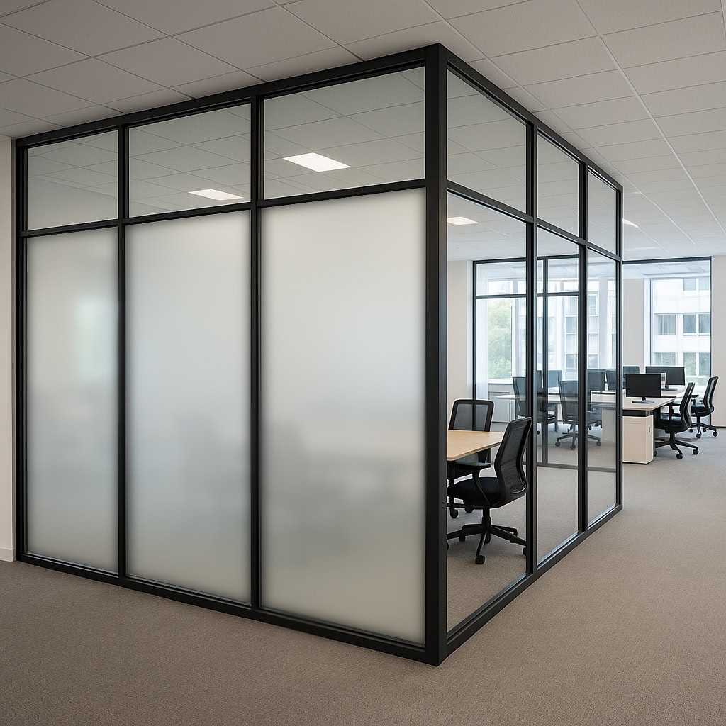 schaltbare folie shop produkte schaltbares glas loft meetingraum trennwand leichte umrisse